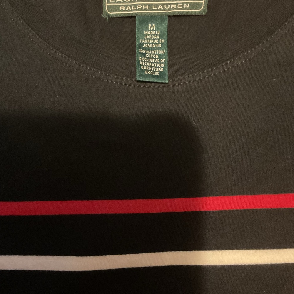 Ralph Lauren Black and Red Striped Top - Picture 3 of 3